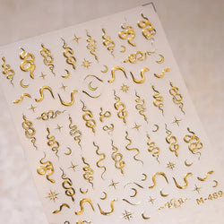 Chinese Style Gold Stamped God Deer Moon Auspicious Clouds Crane Lotus Flower 3D Self-adhesive Nail Art Stickers Manicure Decals (ONLINE ORDER ONLY)