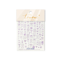Purple Gold Silver Bowknot Cherry Fruit Cute Ribbon Tie Line Delicate 3D Adhesive Nail Art Stickers Manicure Decals Wholesale (Online Order Only)