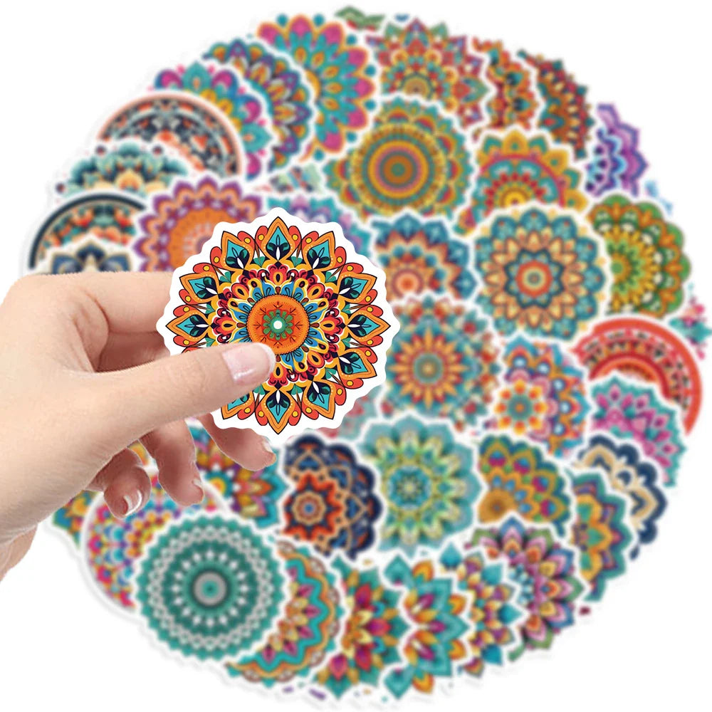 50PCS Colorful Mandala Pattern PVC Stickers for Car Suitcase Car Helmet Luggage Graffiti Sticker For Phone Case Home Decals (Online Order Only)