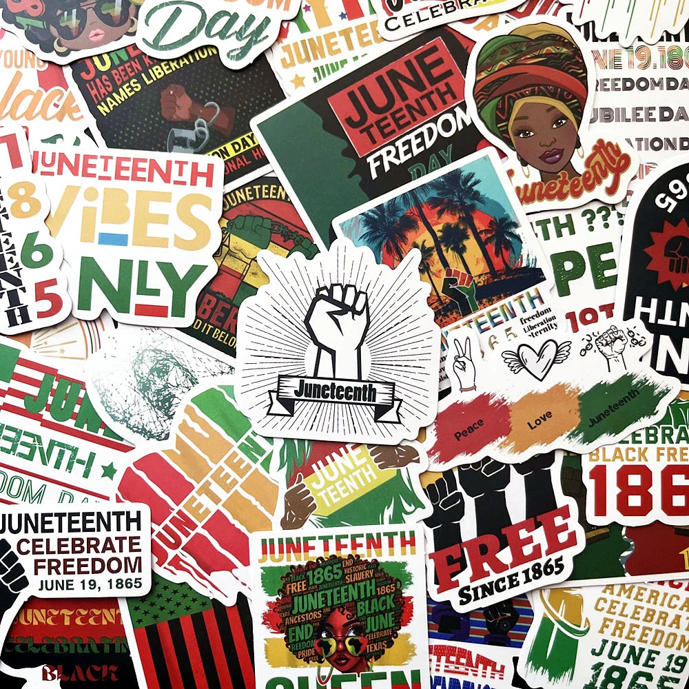 Juneteenth Black Liberation Stickers 10/50pcs Decals for Kids DIY Diary Suitcase Phone Laptop Bike (Online Order Only)