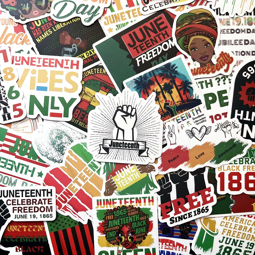 Juneteenth Black Liberation Stickers 10/50pcs Decals for Kids DIY Diary Suitcase Phone Laptop Bike (Online Order Only)