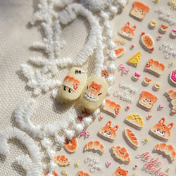 Sweet Cookies Biscuit Snack Delicious Doughnut Savoury Food Bicky Croissant Cheese Pudding Baguette Chic Nail Art Stickers Decal (ONLINE ORDER ONLY)