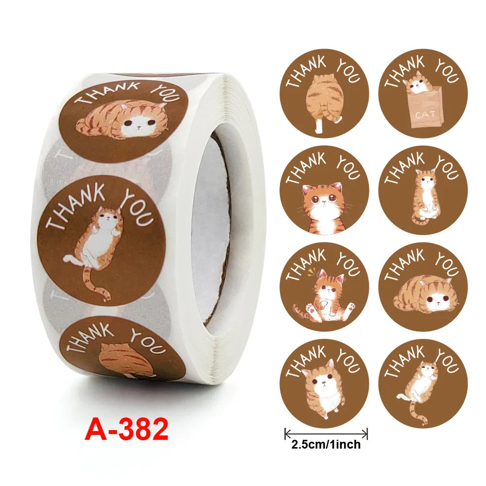 100-500 Pcs New Cartoon Animals Stickers Sealing Labels for Teacher Kids Child Stationery Thank You Business Inch 2.5cm Kawaii (ONLINE ORDER ONLY)