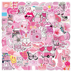 50/100PCS Pink VSCO Cute Girl Stickers Aesthetic Skateboard Laptop Guitar Graffiti Luggage Sticker Waterproof Decal Toys (Online Order Only)