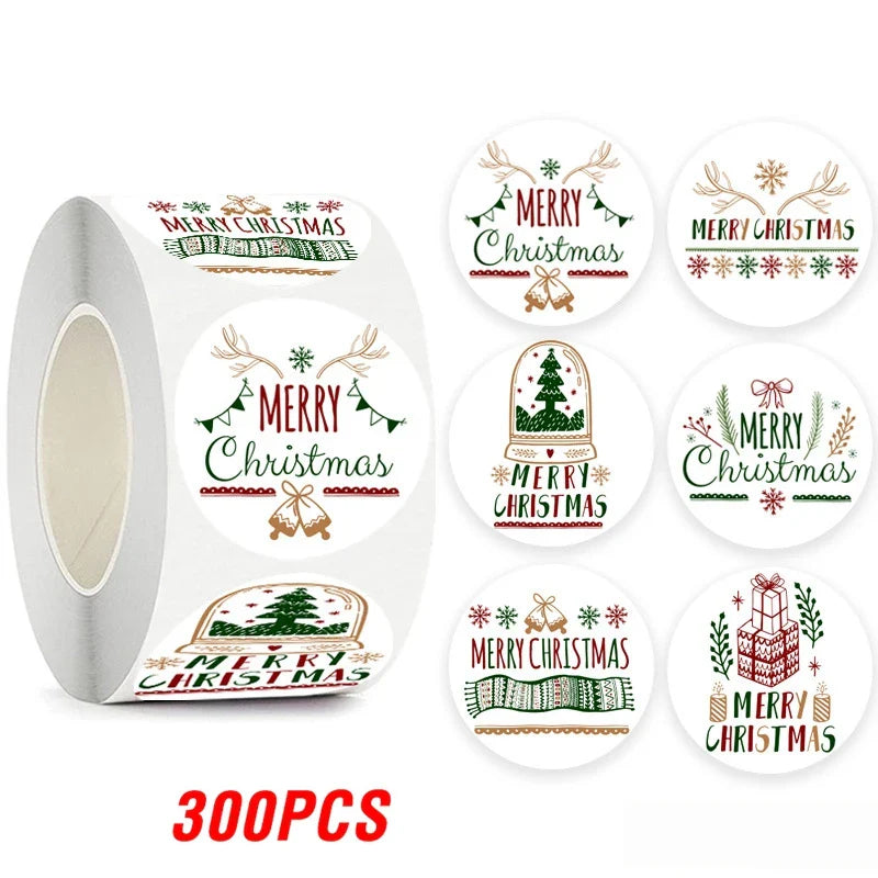 100-500pcs Merry Christmas Gift Decorative Stickers Round Thank You Labels Handmade Candy Biscuits Package Christmas Sticker (ONLINE ORDER ONLY)