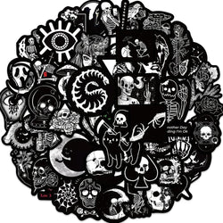 Gothic Skull Stickers: 10/30/50PCS Waterproof Decals for Car, Luggage, Phone, Laptop (Online Order Only)