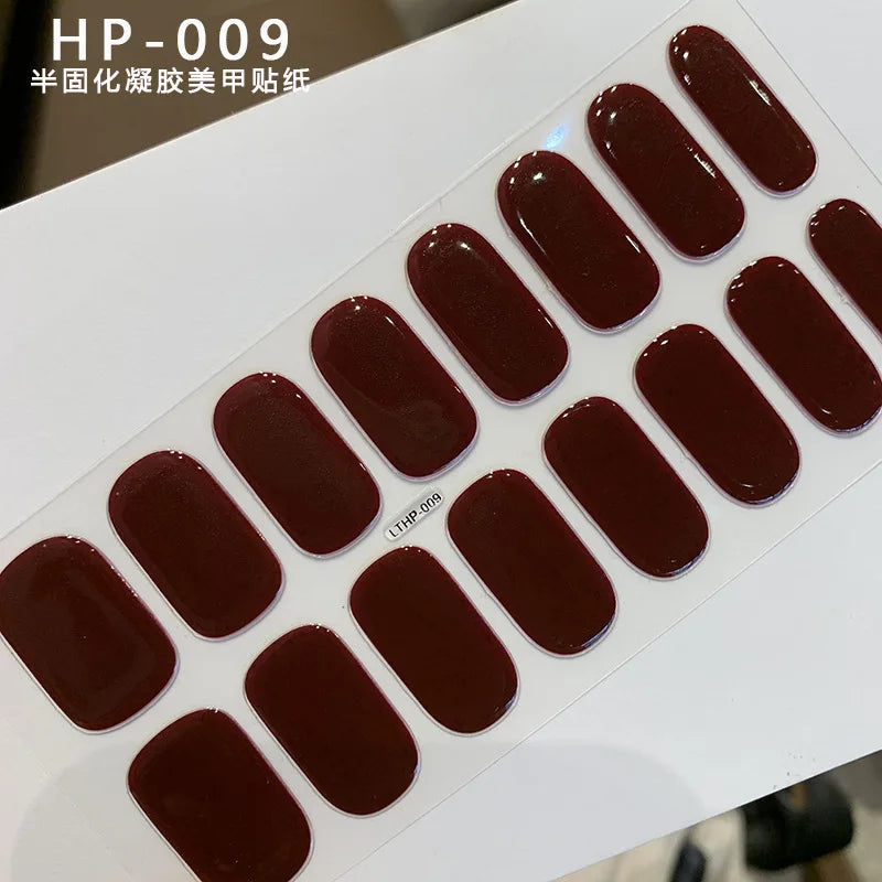 Nude Pink French Semi-Cured Gel Nail Patch Slider Adhesive Waterproof Long Lasting Full Cover Gel Nail Sticker UV Lamp Needed *^ (ONLINE ORDER ONLY)