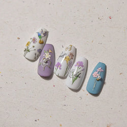 Hummingbird Iris Butterfly Peony Rose Tulip Daisy Lily Flowers Morning Glory Pearl Rhinestones Nail Art Sticker Decoration Decal (ONLINE ORDER ONLY)