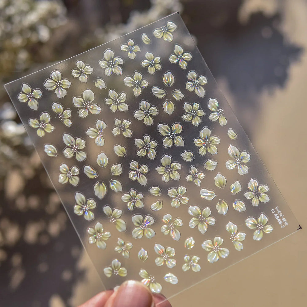 Vigour Crystal Flower Peach Blossom Garden Springtime Petal Self Adhesive Nail Art Stickers Chic Jelly Rhinestone Manicure Decal (ONLINE ORDER ONLY)