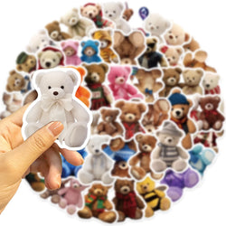 50PCS Cartoon Anime Kawaii Bear Stickers Plush For Water Bottle Laptop Skateboard Scrapbook Luggage Kids Sticker Waterproof PVC (Online Order Only)