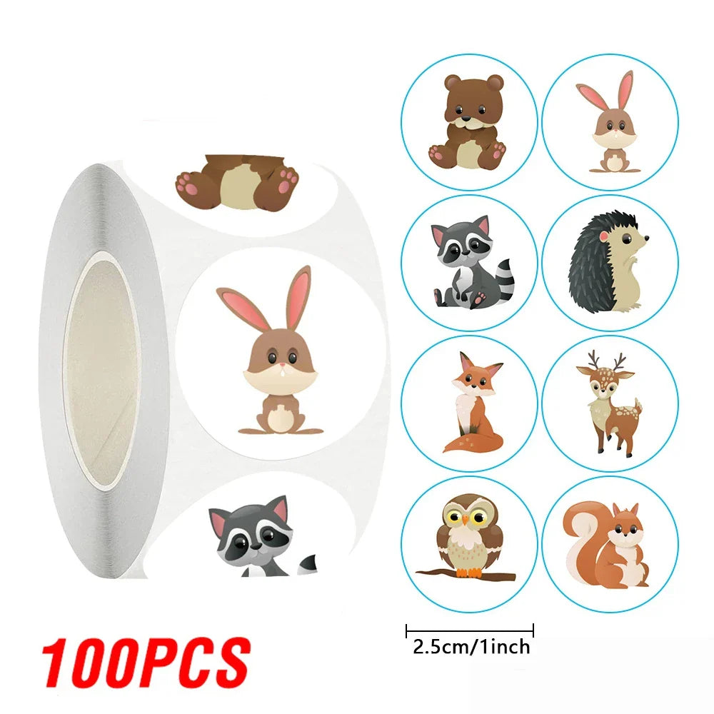 100-500pcs Animal Reward Sticker Cute Cartoon Stickers For Children Holiday Gift Decoration DIY Decorative Sealant Stationery (Online Order Only)