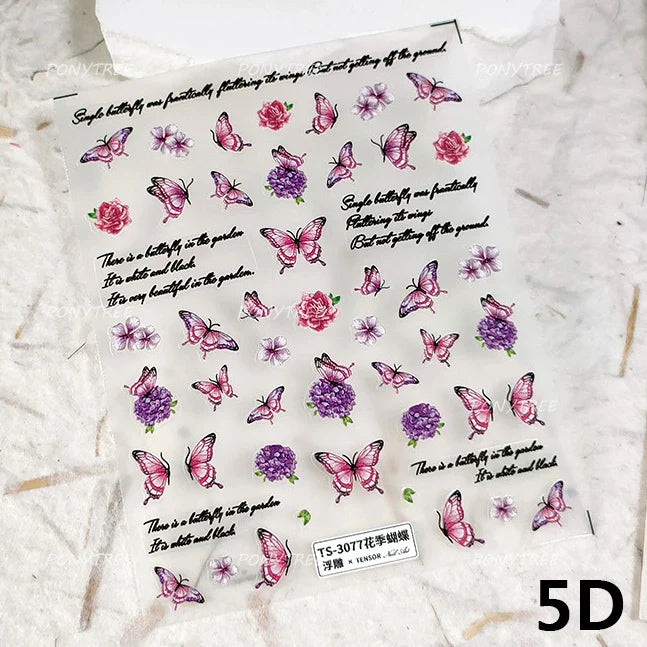 Steam Punk Butterfly Gear Green Star Gold Stamping Self Adhesive Nail Art Decoration Stickers Illusion Polarized Manicure Decals (ONLINE ORDER ONLY)
