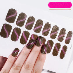 Nude Pink French Semi-Cured Gel Nail Patch Slider Adhesive Waterproof Long Lasting Full Cover Gel Nail Sticker UV Lamp Needed *^ (ONLINE ORDER ONLY)
