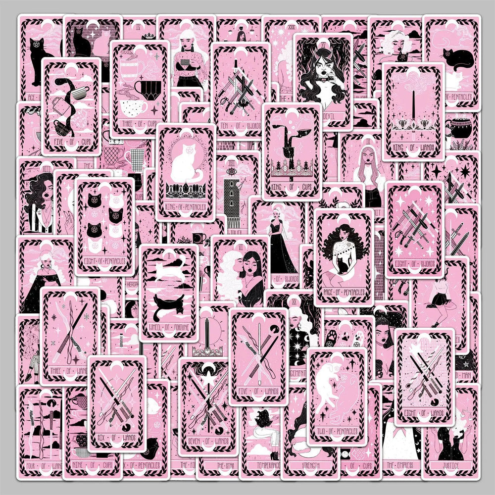 78Pcs Cartoon Tarot Card Stickers for Helmet, Desktop, Wall Decoration (Online Order Only)