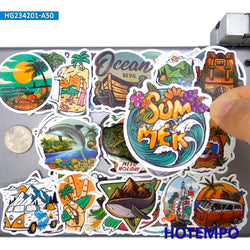 20/30/50Pieces Summer Beach Travel Funny Cartoon Surfing Stickers for Scrapbook Car Motorcycle Luggage Phone Laptop Sticker Toys (ONLINE ORDER ONLY)