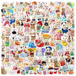 100PCS Calico Critters Stickers Laptop Scrapbook Decoration Graffiti Decals Skateboard Laptop Waterproof Sticker Toys Decor (ONLINE ORDER ONLY)
