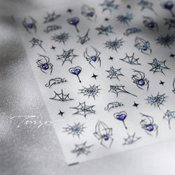 Cat Eye Shiny Blue Purple Spider Cross Love Heart Star Snake Web Jelly Thrilling Nail Art Stickers Manicure Decals Halloween (ONLINE ORDER ONLY)