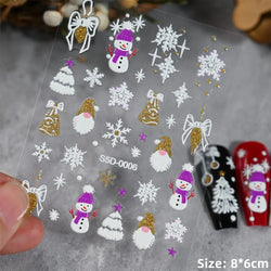 5D Embossed Gingerbread Man Nail Art Sticker Cute Christmas Winter Santa Claus Snowflake Elk Engraved Slider Manicure Decoration (ONLINE ORDER ONLY)