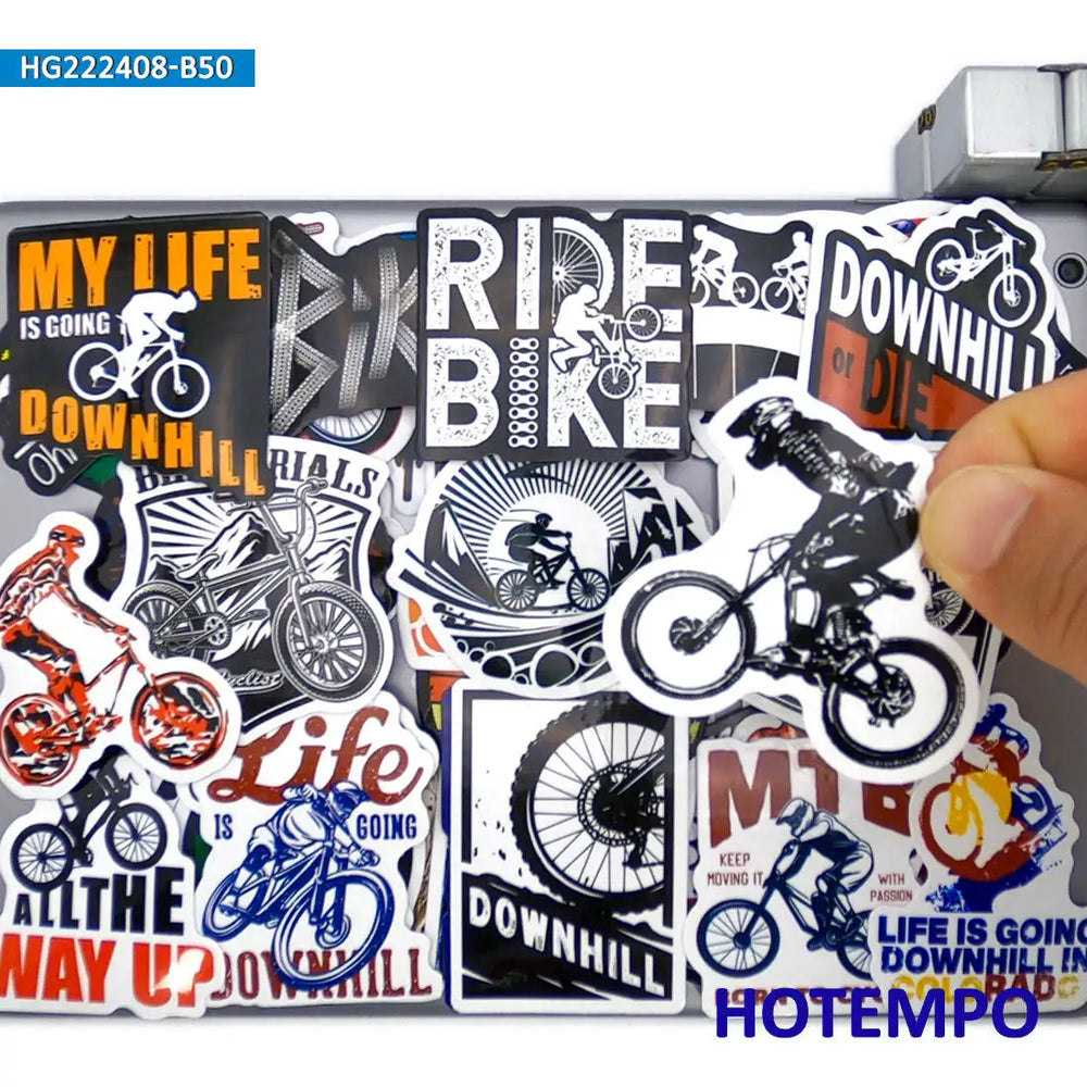 50Pieces Ride Mountain Bike Downhill Adventure MTB Sport Waterproof Stickers for Car Motorcycle Phone Laptop Bicycle Sticker Toy (Online Order Only)