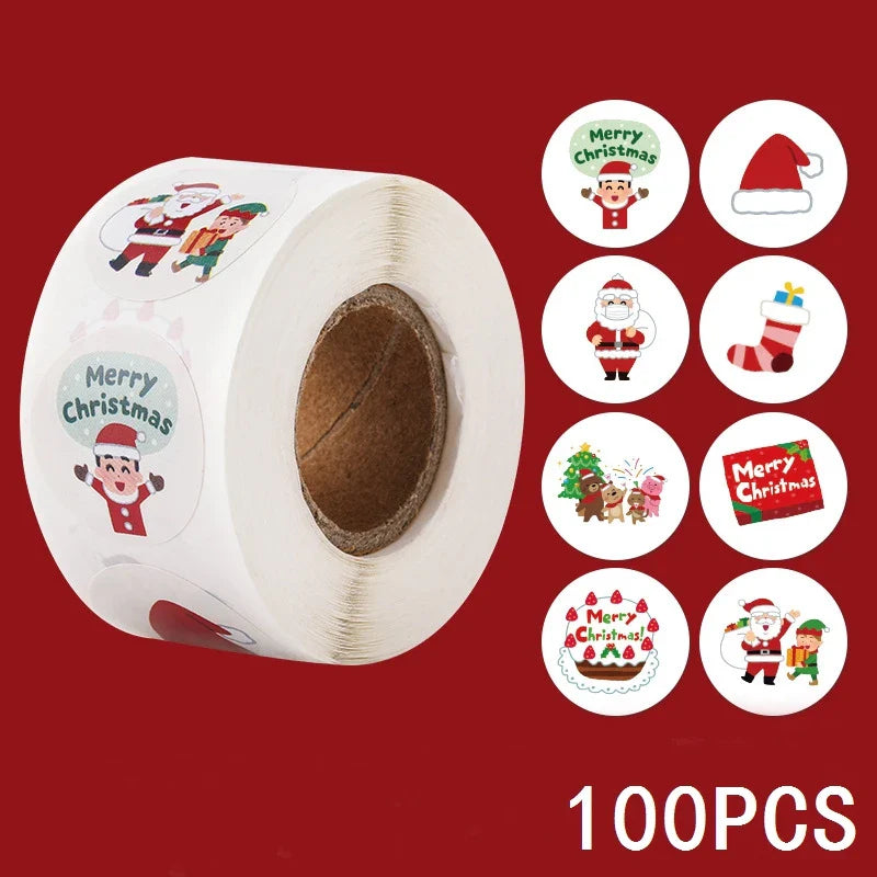 100-500pcs Merry Christmas Holiday Decoration Sticker 2.5cm Party Gift Baking Seal Sticker Invitation Letter Envelope Sticker (ONLINE ORDER ONLY)