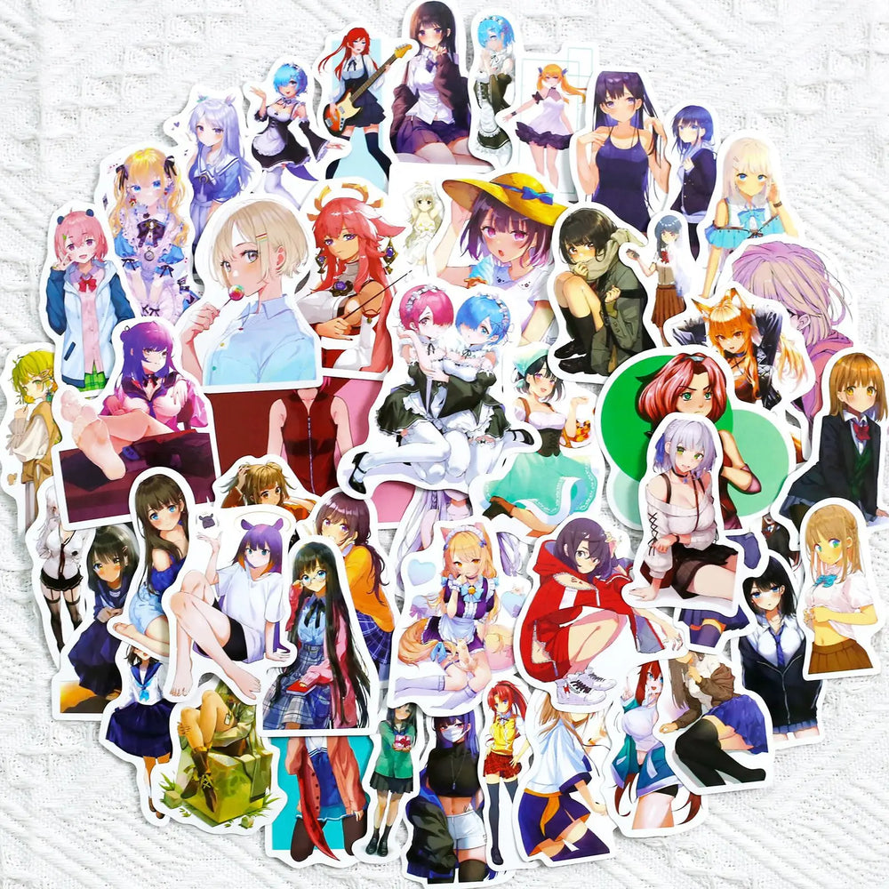 50pcs Anime Girl Graffiti Stickers for DIY Wall Decoration (Online Order Only)