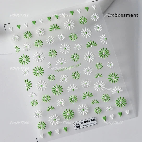 Vivid Honey Bee Ribbon Bowknot Pot Daisy Wreath Flower Shining Tulip Honeycomb Jar Self Adhesive Nail Art Sticker Manicure Decal (ONLINE ORDER ONLY)