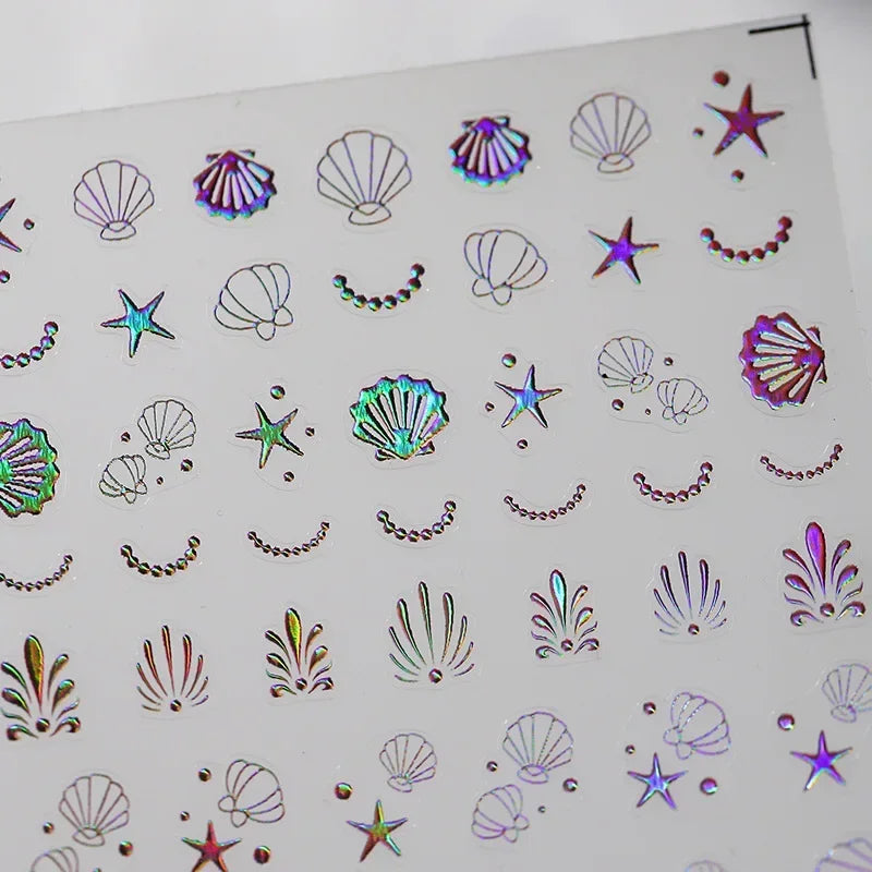 Shiny Laser Constellation Totem Pink Blue Gold Silver Shell Starfish Moon Star 3D Self Adhesive Nail Art Sticker Manicure Decals (ONLINE ORDER ONLY)