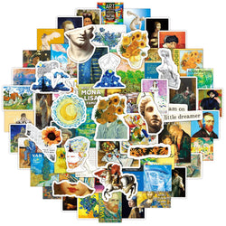 10/50/100pcs Vintage Van Gogh Oil Painting Art Stickers Aesthetic DIY Laptop Fridge Guitar Luggage Phone Skateboard Car Sticker (Online Order Only)