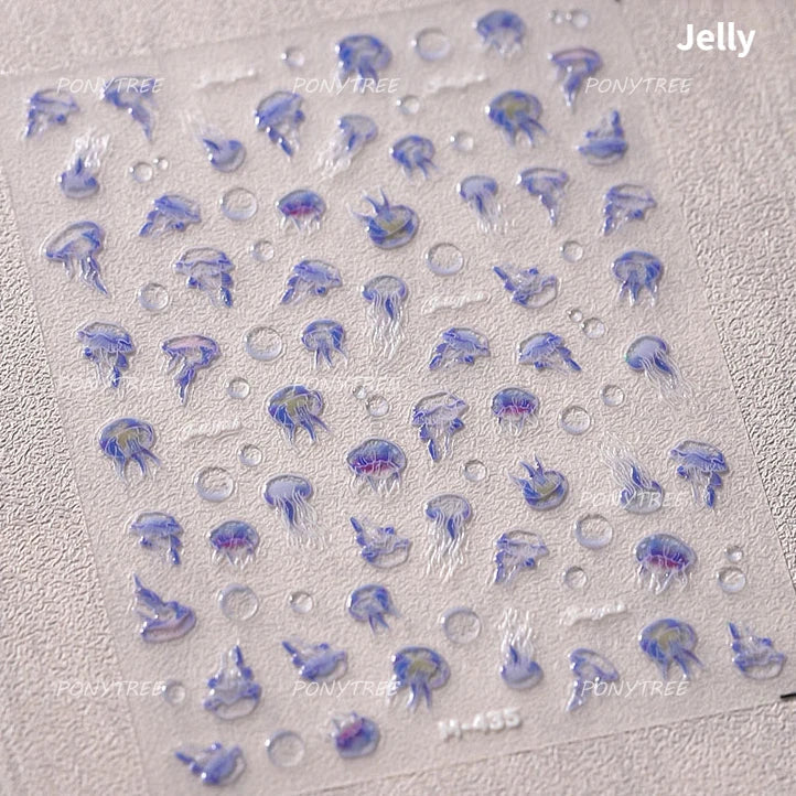 Romantic Mermaid Tail Water Bubbles Seahorse Shell Starfish Coral Pearl Pendant Self Adhesive Nail Art Stickers Manicure Decals (Online Order Only)