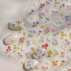Dried Flower Butterfly Wildflowers Daisy Lily Moth Orchid Garden Self Adhesive Nail Art Stickers Chic Manicure Decals Wholesale (ONLINE ORDER ONLY)