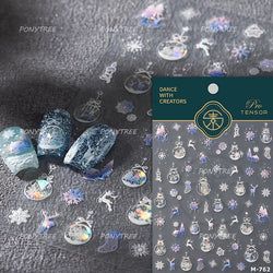 Hot Stamping Christmas Tree Bell Bowknot Cane Snowman Star Adhesive Nail Art Stickers Snowflake Glitter Powder Manicure Decals (ONLINE ORDER ONLY)