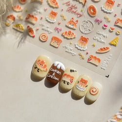Sweet Cookies Biscuit Snack Delicious Doughnut Savoury Food Bicky Croissant Cheese Pudding Baguette Chic Nail Art Stickers Decal (ONLINE ORDER ONLY)