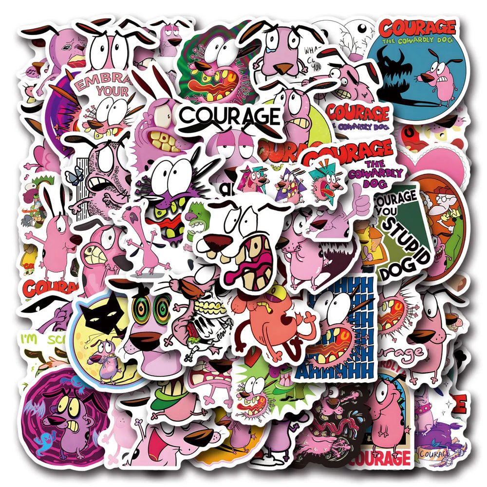10/30/55PCS Curage The Cowardly Dog Stickers Funny Cartoon Anination Cute Dog Graffiti Sticker Laptop Phone Car Decals Kids Toys (ONLINE ORDER ONLY)