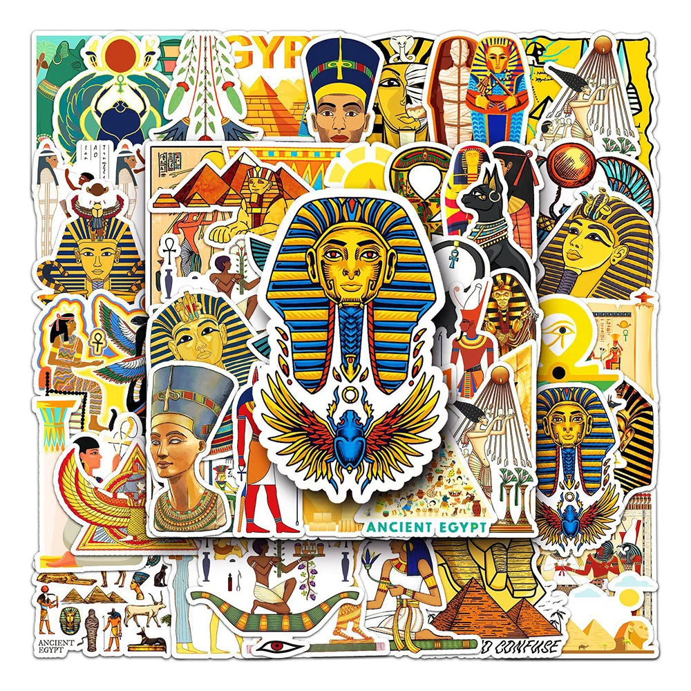 Ancient Egypt Pharaoh Pyramid Mummy Stickers Pack for Laptop Luggage Skateboard (Online Order Only)