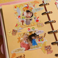 Korean ins Cream Bow Laser Decoration Stickers Diary Hand Account Idol Card DIY Scrapbooking Material Kawaii Stationery Sticker (ONLINE ORDER ONLY)