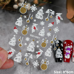5D Embossed Gingerbread Man Nail Art Sticker Cute Christmas Winter Santa Claus Snowflake Elk Engraved Slider Manicure Decoration (ONLINE ORDER ONLY)