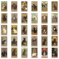 10/30/72PCS Cute Cartoon Mystic Cat Tarot Card Stickers Divination Aesthetic Decal Scrapbook Laptop Phone Car Graffiti Sticker (ONLINE ORDER ONLY)