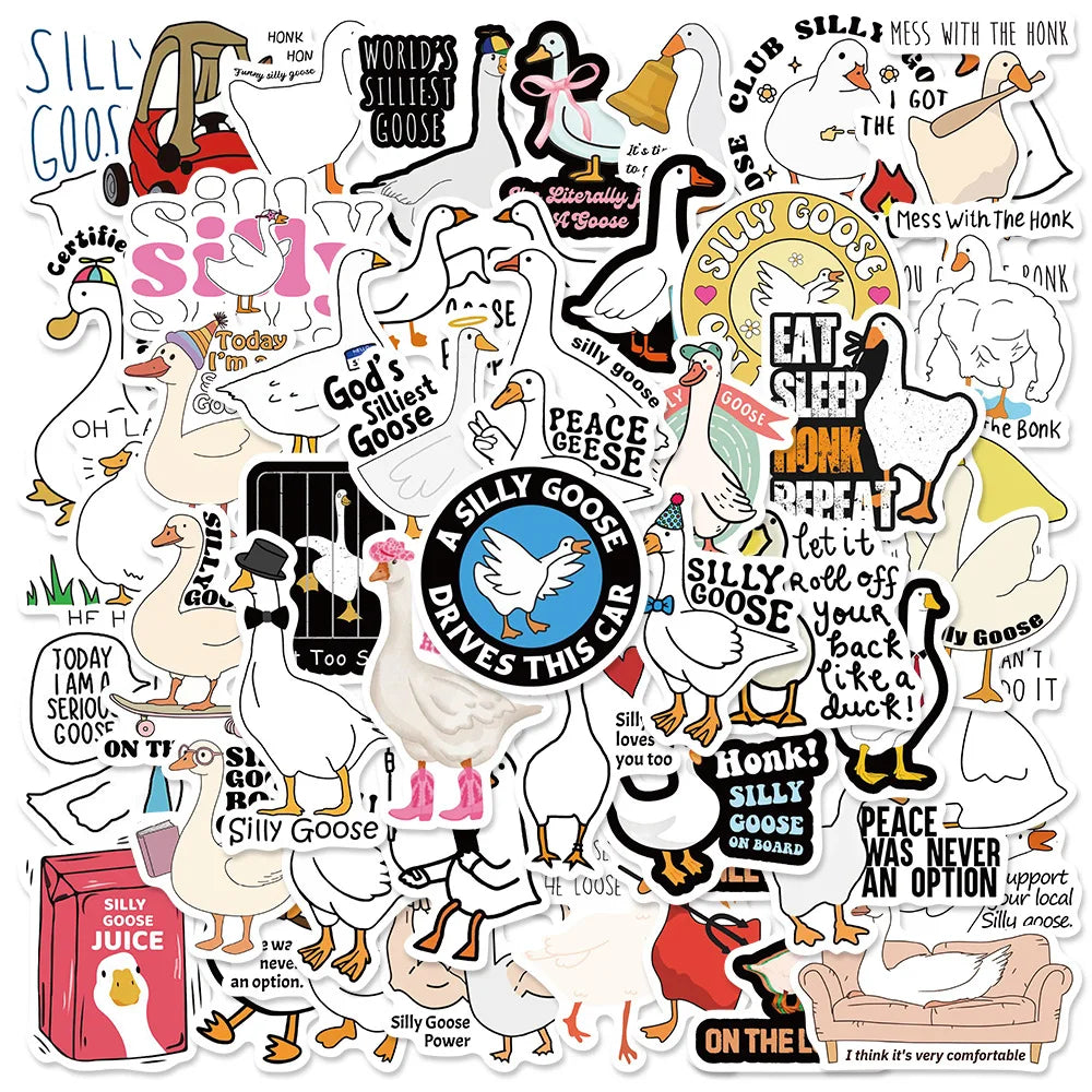 Funny Cartoon Goose Stickers Pack - Waterproof Vinyl Decals for Laptop, Phone, Skateboard, Guitar (ONLINE ORDER ONLY)