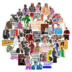 50pcs Grand Theft Auto GTA Stickers for Luggage, Phone, Car, Laptop, Scooter, Refrigerator (Online Order Only)