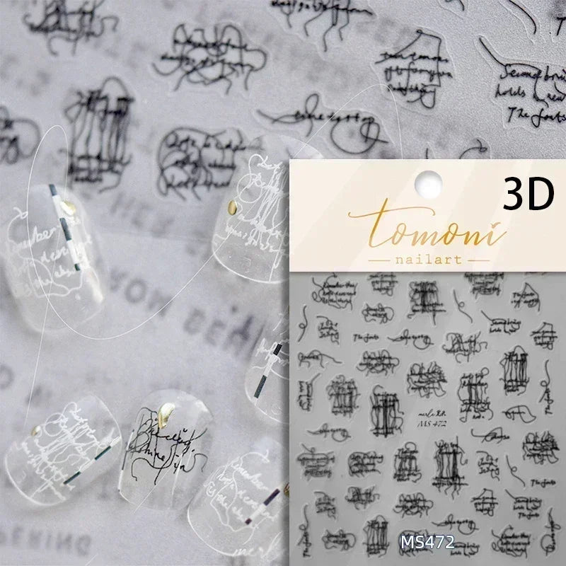 Gradient Halo Dyeing Dark Red Rose Flower Rhinestone Lace Bow Heart 3D Self Adhesive Nail Art Decoration Sticker Manicure Decals (ONLINE ORDER ONLY)