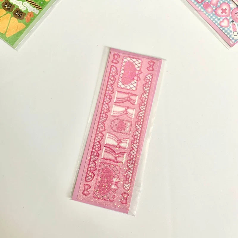 Korean ins Cream Bow Laser Decoration Stickers Diary Hand Account Idol Card DIY Scrapbooking Material Kawaii Stationery Sticker (ONLINE ORDER ONLY)