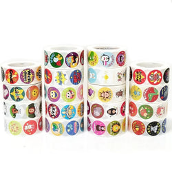 500 Pcs/Roll English Cartoon Animal Stickers Teacher Reward Students Stickers Self-adhesive Stationery Stickers (Online Order Only)