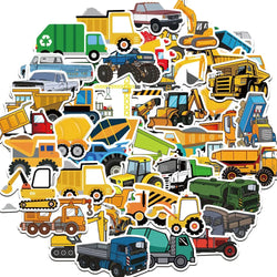 Cartoon Truck Stickers: 10/25/50pcs for Bedroom, Scrapbook, Suitcase, Notebook, Water Bottle (Online Order Only)