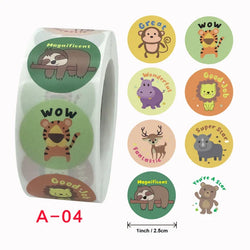 100-500 Pcs 2.5cm Animal Stickers Roll for Envelope Praise Reward Student Work Label Stationery Seal Lable Children with Gifts (ONLINE ORDER ONLY)
