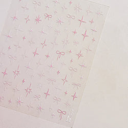 Pink Blue Bowknot Star Lace Round Dot Starburst Spot Leopard Print 3D Self Adhesive Nail Art Decorations Sticker Manicure Decals (ONLINE ORDER ONLY)