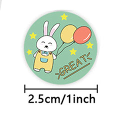 100-500pcs Animal Reward Stickers Adorable Round Kids Motivational Sticker Cartoon Incentive Teacher Gift Sealing Label (ONLINE ORDER ONLY)