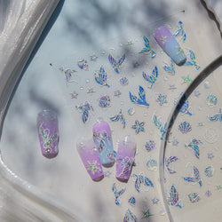 Jellyfish Schools of Fish Shoal Mermaid Tail Seahorse Dreamy Ocean Starfish Shell Coral Adhesive Nail Art Sticker Manicure Decal (ONLINE ORDER ONLY)