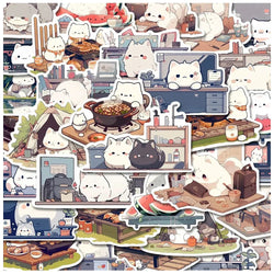 Cute Animal Cat Stickers for Laptop, Phone, Luggage, Wall, Kids Toys - 10/30/54pcs (Online Order Only)