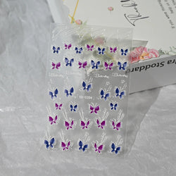 Painting Purple Flower Nail Sticker Daisy Wildflowers Butterfly Gradient Design Decal Geometry Line Charm Foils Manicure Sliders (ONLINE ORDER ONLY)