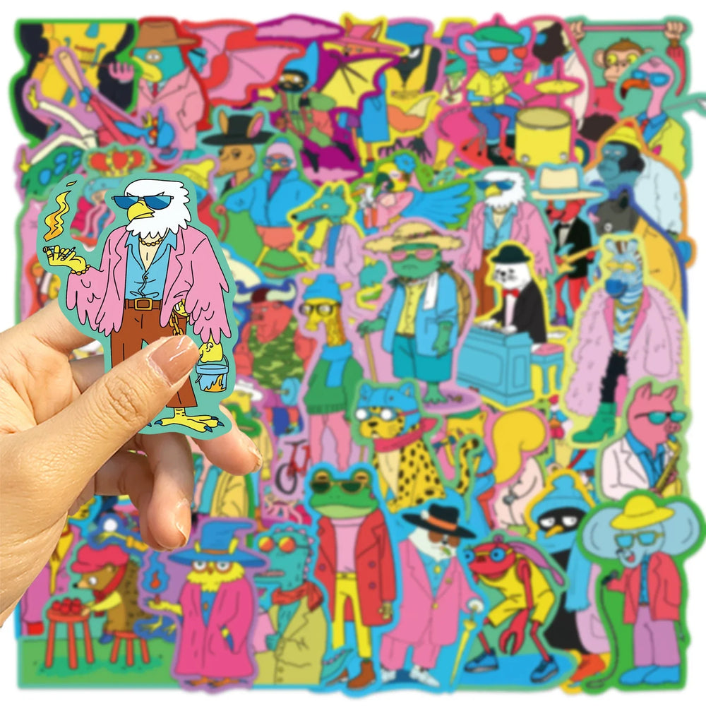 50pcs Cartoon Colorful Animal Stickers For Luggage Skateboard Laptop Guitar Aesthetic Graffiti Sticker Decals Toys (ONLINE ORDER ONLY)